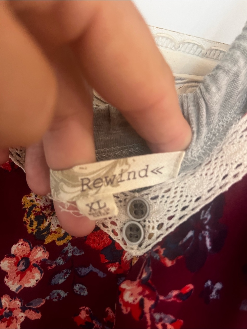 Rewind Burgundy Floral Lace-Trim Camisole - Picture 5 of 5